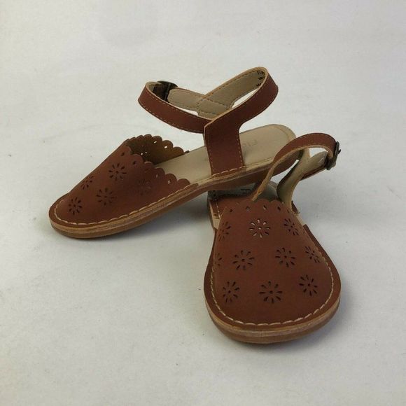 Flaryzone Girls FLR08 Brown Leather Round Toe Casual Flat Sandals Size US 9 - Picture 9 of 11